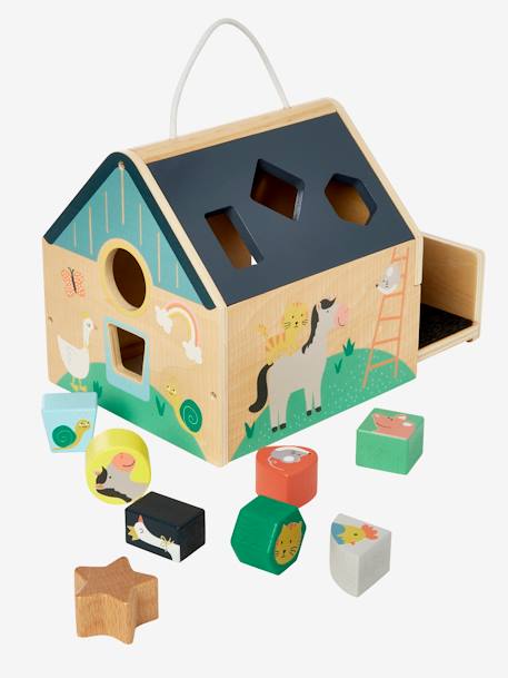 Casa de formas de madera FSC® multicolor+verde 