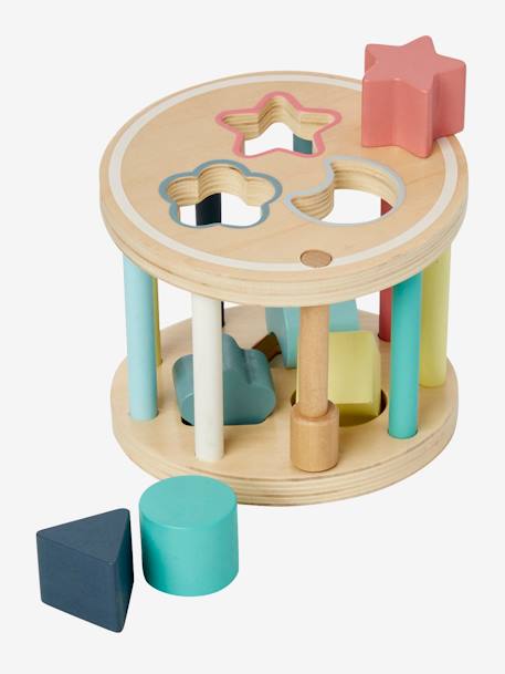 Caja con formas de cilindro de madera FSC® multicolor 