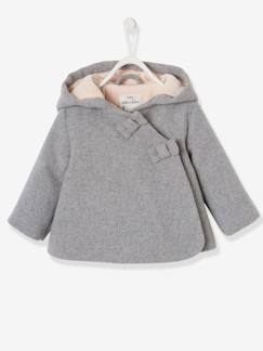 Abrigo con capucha para bebé niña de paño de lana forrado y guateado