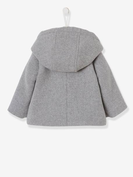Abrigo con capucha para bebé niña de paño lana forrado y guateado gris claro jaspeado - Vertbaudet