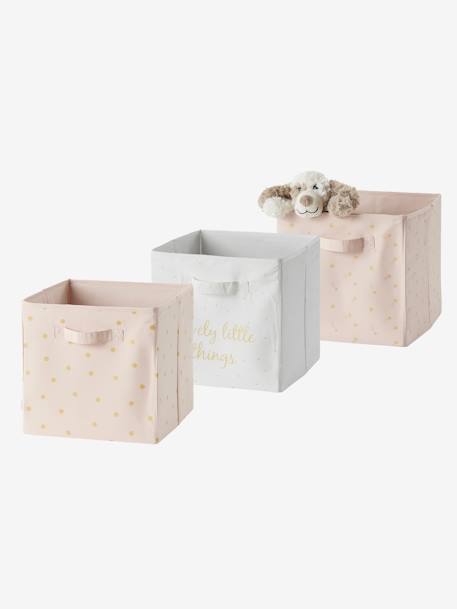 Pack de 3 cajas para organización Lovely ROSA CLARO ESTAMPADO 