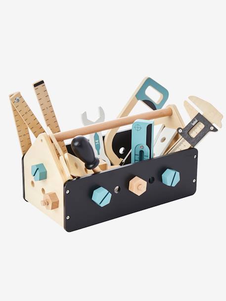 Caja de herramientas de bricolaje de madera negro 