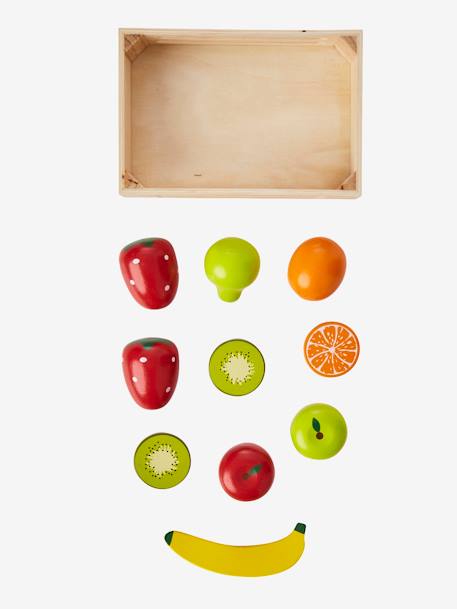 Caja de frutas de madera para jugar a las cocinitas multicolor 
