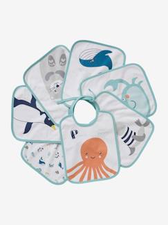 Agua Salada-Puericultura-Pack de 7 baberos para bebé VERTBAUDET con animales marinos
