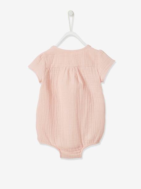 Body para bebé personalizable de gasa de algodón ROSA CLARO LISO 