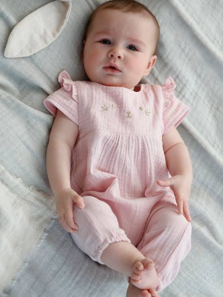bordado bebé rosa claro estampado -