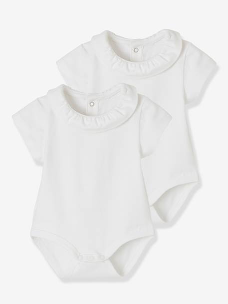 camisetas-Bebé-Bodies-Pack de 2 bodies de manga corta para bebé, con cuello fantasía