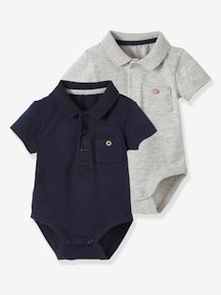 Pijamas y bodies bebé-Pack de 2 bodies para bebé recién nacido con cuello polo y bolsillo