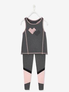 Conjuntos-Niña-Conjunto de deporte de camiseta sin mangas + leggings de tejido técnico para niña