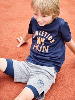 Deporte-Niño-Conjuntos-Conjunto de deporte con camiseta y bermudas efecto 2 en 1, para niño