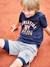 Conjunto de deporte con camiseta y bermudas efecto 2 en 1, para niño AZUL OSCURO LISO CON MOTIVOS 