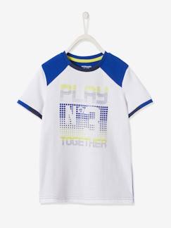 Camiseta deportiva bicolor de tejido técnico y detalles de efecto pixelado, para niño