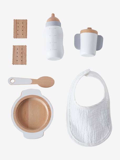 Conjunto de accesorios de comida para muñecas de madera FSC® blanco 