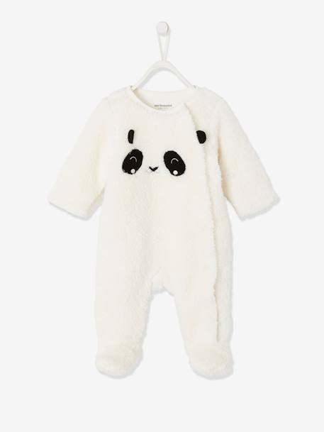 Pijamas y bodies bebé-Bebé-Pelele "panda" de pelo sintético para bebé niño