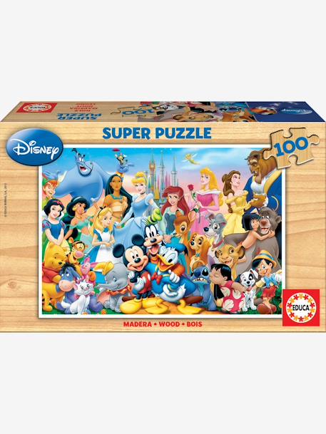Puzzle de madera 100 piezas El maravilloso mundo de Disney® EDUCA AZUL OSCURO LISO CON MOTIVOS 