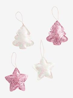 Ideas de Decoración - Su universo de 6 - 10 años-Textil Hogar y Decoración-Decoración-Pequeña decoración-Pack de 4 decoraciones de Navidad con purpurina
