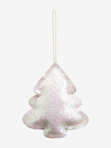 Pack de 4 decoraciones de Navidad con purpurina ROSA OSCURO LISO CON MOTIVOS 