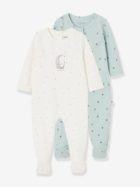 Pack de 2 pijamas para bebé recién nacido de algodón orgánico 'lovely nature' VERDE CLARO BICOLOR/MULTICOLOR 