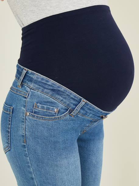Pantalón slim tobillero con rotos de embarazo Azul medio lavado 
