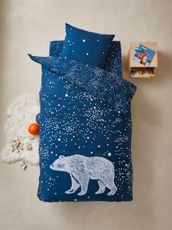 Ropa de cama-Conjunto de funda nórdica con detalles fluorescentes + funda de almohada infantil Ours Polaire