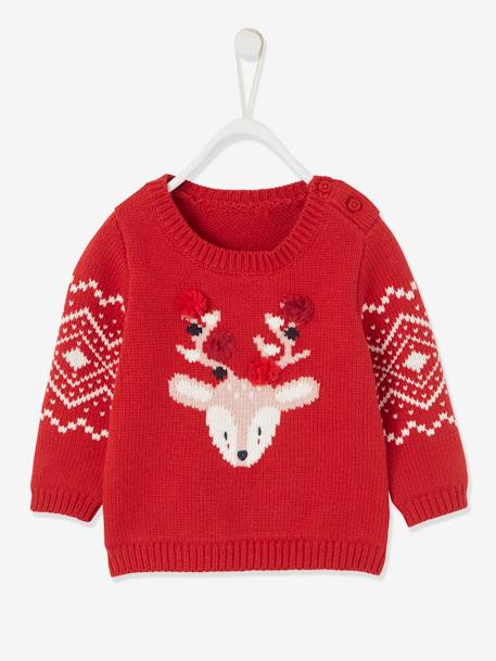 Pantalones prendas punto-Bebé-Sudaderas, jerséis y chaquetas de punto-Jersey unisex de Navidad con reno para bebé