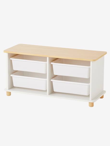 Mueble para organización + cajas de plástico Ptilou BLANCO CLARO LISO 