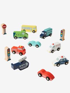 Juguetes-Conjunto de vehículos y accesorios de madera