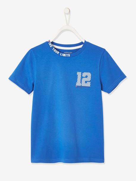 Camiseta deportiva con número, para niño AZUL MEDIO LISO CON MOTIVOS 