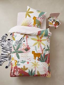 Jungle Safari-Textil Hogar y Decoración-Ropa de cama niños-Fundas nórdicas-Conjunto de funda nórdica + funda de almohada infantil Pink Jugle