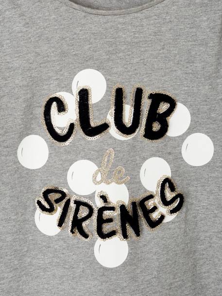 Camiseta de manga larga 'Club des Sirènes' con detalles fantasía, para niña GRIS CLARO LISO CON MOTIVOS 