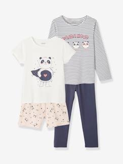 Pijamas y bodies bebé-Niña-Pijamas-Lote pijama + pijama con short Panda