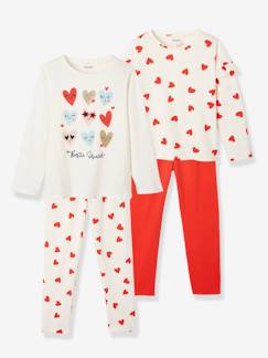 Niña-Pack de 2 pijamas corazones
