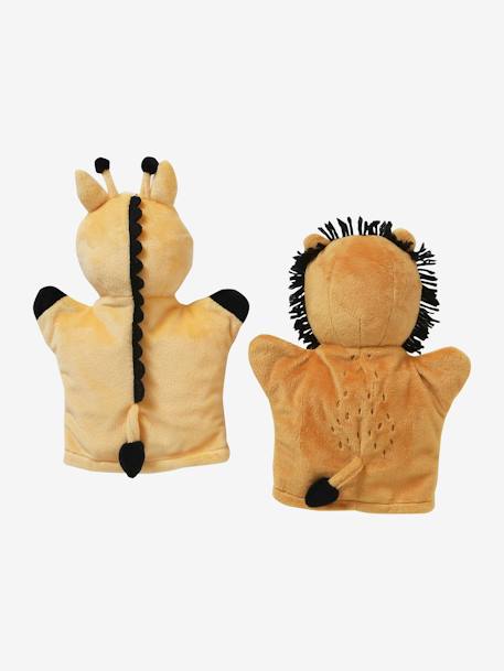 Pack de 2 marionetas de terciopelo Hanói amarillo y marrón 