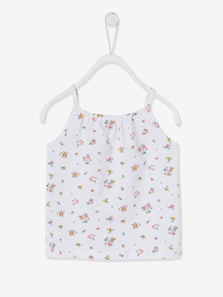 Camiseta sin mangas de rayas finas con tirantes, para bebé BLANCO CLARO ESTAMPADO+rosa 