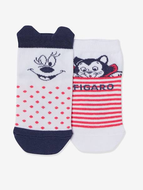 Pack de 2 pares de calcetines medianos Disney Minnie y Figaro® BLANCO CLARO LISO 