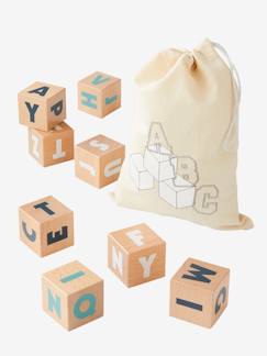Blanco y Oro-Juguetes-10 cubos grandes de letras de madera FSC®