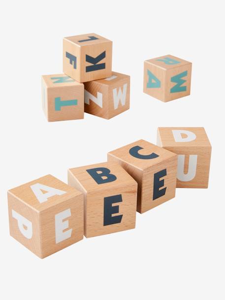 10 cubos grandes de letras de madera FSC® multicolor 