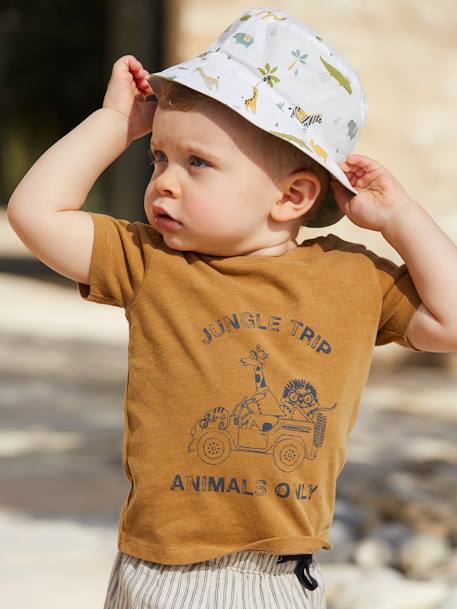 Sombrero bob reversible con animales, para bebé niño BLANCO CLARO ESTAMPADO 