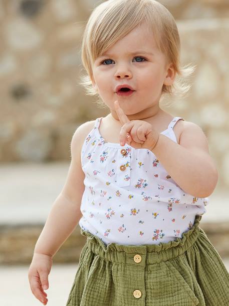 Camiseta sin mangas de rayas finas con tirantes, para bebé BLANCO CLARO ESTAMPADO+multicolor 