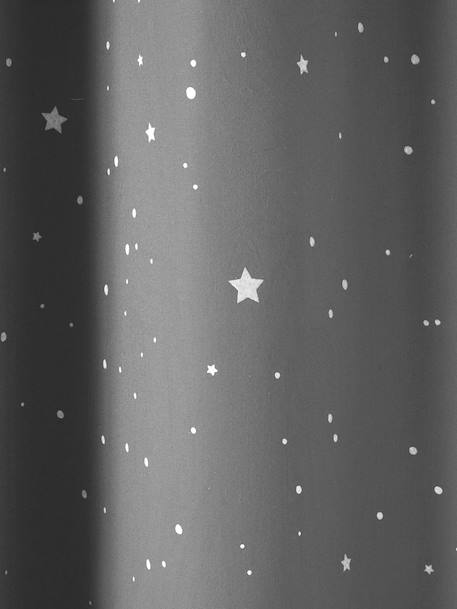 Cortina opaca con detalles fluorescentes Estrellas GRIS OSCURO ESTAMPADO 