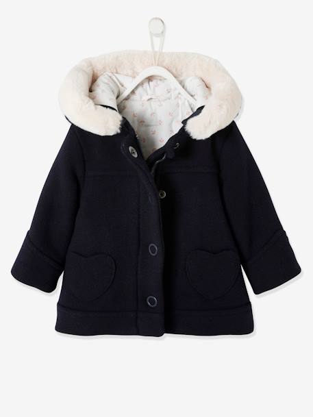 Abrigo con capucha para bebé niña AZUL OSCURO LISO CON MOTIVOS+GRIS CLARO LISO CON MOTIVOS+marrón grisáceo 