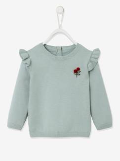 Bebé-Sudaderas, jerséis y chaquetas de punto-Jerséis-Jersey con volantes y pompones Cereza, para bebé