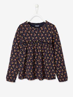 -Camiseta blusa con flores, para niña