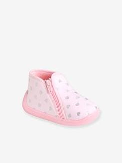 Calzado-Calzado bebé (17-26)-Zapatillas y Patucos-Zapatillas de casa con cremallera para bebé niña, fabricadas en Francia