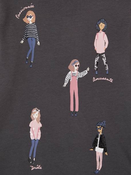 Camiseta con motivo 'girly' con lentejuelas, para niña GRIS OSCURO LISO CON MOTIVOS+ROSA OSCURO LISO CON MOTIVOS 