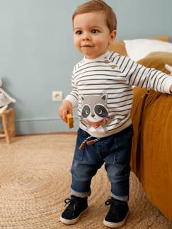Bebé-Sudaderas, jerséis y chaquetas de punto-Sudaderas-Sudadera a rayas de felpa para bebé