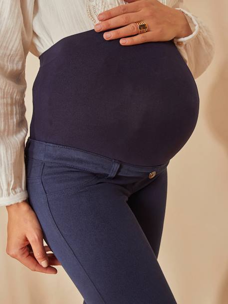 Treggings para embarazo con banda sin costuras AZUL OSCURO LISO 