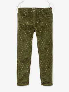Niña-Pantalones-Pantalón slim MorphologiK de pana con lunares irisados para niña, con ancho de caderas FUERTE