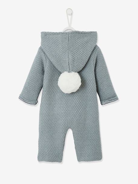 Mono de punto tricot para bebé recién nacido con forro AZUL CLARO LISO+BEIGE MEDIO A RAYAS+BLANCO CLARO A RAYAS 