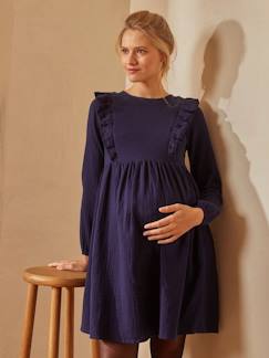 Ropa Premamá-Vestidos embarazo-Vestido de gasa de algodón para embarazo y lactancia